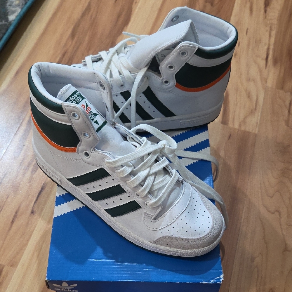 Adidas Men's White, Green, and Orange Sneakers